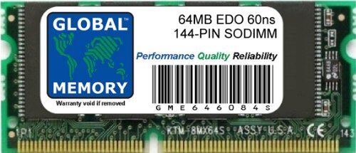 GLOBAL MEMORY 64MB 60ns 144-PIN EDO SODIMM GEHEUGEN RAM VOOR LAPTOPS/NOTITIEBOEKJE