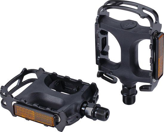 BBB Cycling Mount&Go 2.0 Fietspedalen Stadsfiets, MTB & E-bike Pedaal - Universeel - Duurzame Platformpedalen met Reflectors - Zwart - Trappers Fiets - BPD-15B