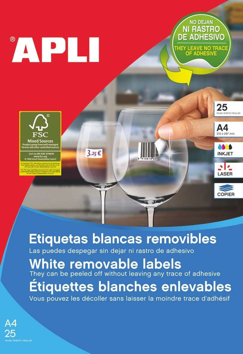 APLI 10197 Printeretiketten Wit FSC