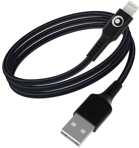 Bigben Connected USB-A/Lightning 2.4A FastCharge 12W 1.2 m Oplaad- en Overdrachtkabel Zwart