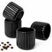 Merkloos Espressokopje Keramiek Set van 4 - 180 ml - Ribbel zwart - Vaatwasser- en magnetronbestendig