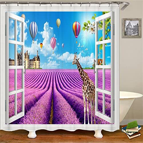 XYueww Douchegordijn, 3D badkamergordijnen, waterdichte outdoor tuin