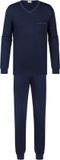 Mey Herren Pyjama Lang Serie Pure Night Yacht Blue Effen Lange mouw 3XL