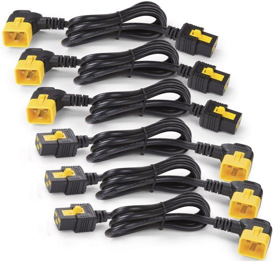 APC Stroomkabelkit (6 ea), blokkerend, C19 naar C20 (90 graden), 1,8 m