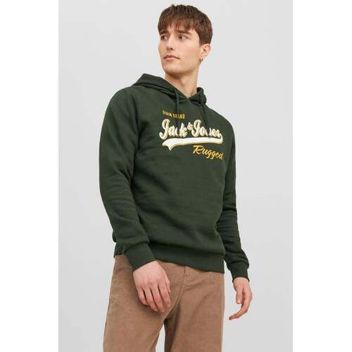 JACK & JONES JACK & JONES ESSENTIALS hoodie JJELOGO met printopdruk groen