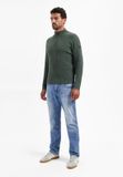 No Excess Trui met halve rits in zware ribstructuur Dark Green XXL