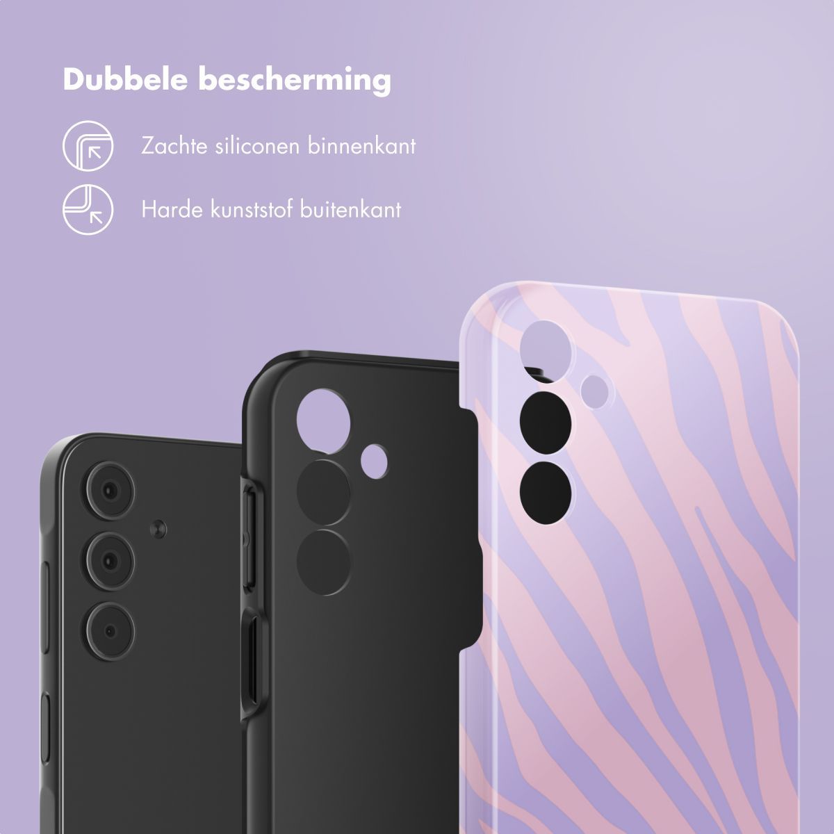 Selencia Vivid Tough Backcover voor de Samsung Galaxy A15 (5G/4G) - Zebra Light Pink Lilac