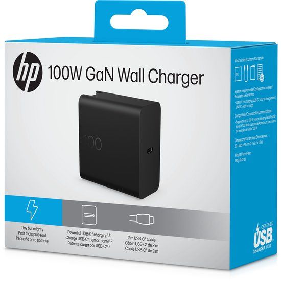 HP 100W GaN USB-C Oplader - Zwart