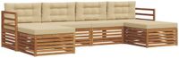 vidaXL - Buiten - bank - set - 6 - st - Natuurlijk - en - Beige - Massief - Acacia - Hout
