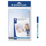 STAEDTLER Lumocolor memobord, zelfklevend en herbruikbaar, droog wisbaar, inclusief Lumocolor corrigeerbaar blauw en zwart, pennenklem