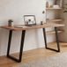 FineBuy Bureau 120x60x76 cm Acacia Bois massif / Métal Table d'ordinateur bord naturel, bureau de télétravail massif avec pieds en U noir, table en bois table d'ordinateur bureau