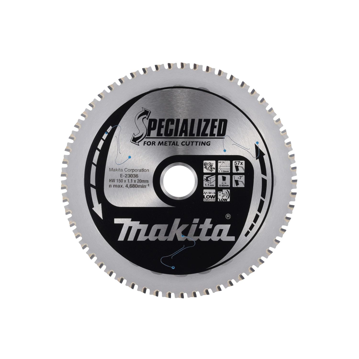 Makita Accessoires Makita Cirkelzaagblad Dun Plaatstaal Specialized | 150x20x1,1 mm | 57T | -7g - E-23036