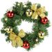 I.GE.A. Künstlicher Kranz LED-Weihnachtskranz mit Kugeln und Schleifen, Höhe 10 cm