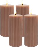 Merkloos Relaxdays LED-kaarsen - set van 4 - 18 cm - oudroze
