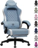 GTPLAYER - Gaming Stoel - Ergonomisch met Ademende Stof en Voetensteun - Lichtblauw