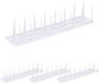 Merkloos Relaxdays Duivenpinnen, set van 4, 9 x 40 x 9,5 cm, duivenafweer voor balkon & dak, 3 rijen, kunststof, wit