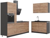 Vicco Keuken Fame-Line, Goudkleurig Eiken/Antraciet, 220 x 120 cm, WB Antraciet