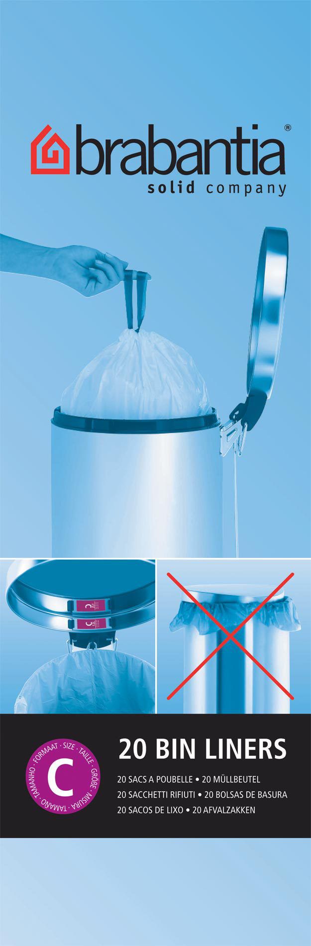 Brabantia C - Afvalzakken - 12,0 liter - wit - 240 stuks