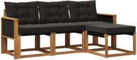 vidaXL Acacia Hout Loungeset 4-delig Naturel en Zwart