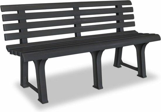 vidaXL Tuinbank - 145,5 cm - kunststof - antraciet - groen - 1 zitplaats