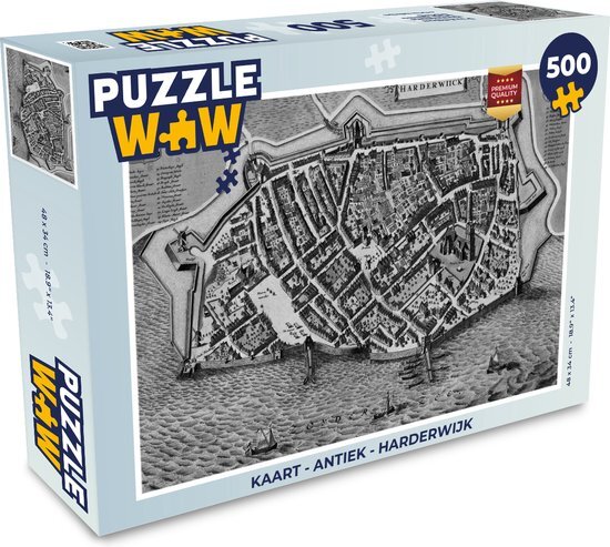 MuchoWow Puzzel Kaart - Antiek - Harderwijk - Legpuzzel - Puzzel 500 stukjes - Sinterklaas cadeautjes - Sinterklaas voor grote kinderen