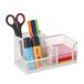 Relaxdays pennenbak, 3 vakken, mesh, modern, HBD:10 x 18,5 x 9,5 cm, voor pennen, notitiebriefjes, bureau organizer, wit