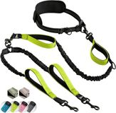 SparklyPets Hands Vrij dubbele hondenriem – Dubbel Riem voor middelgrote en grote rassen – Riem voor 2 honden met gevoerde handgrepen, reflecterende stiksels, anti-trek, knoopvrij
