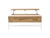 BOHO Table basse relevable rectangulaire bois manguier massif et métal blanc L110 cm