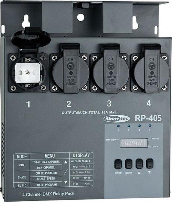 Showtec RP-405 MKII Relay Pack Switchpack - Blauw/Zwart
