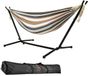 Holland Connections Hamac avec Support - Double Confort - 2 Personnes - Coton - Brun et Blanc