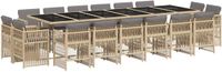 vidaXL 17-delige Tuinset met Kussens, Poly Rattan, Gemengd Beige