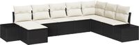 vidaXL Tuinbank Set Zwart en Crème Polyrattan