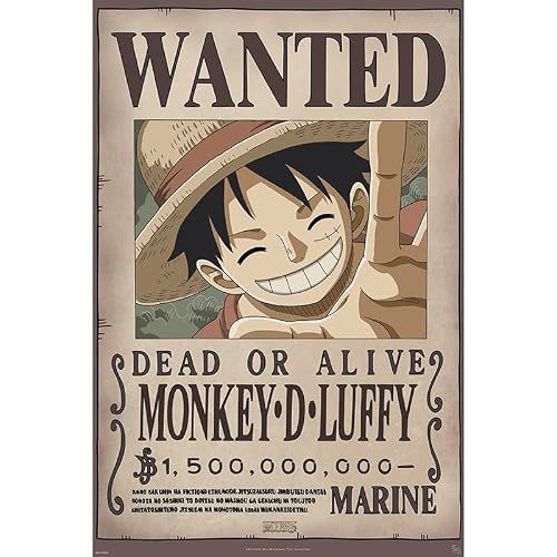 GB Eye One Piece Chibi Wanted Luffy Poster