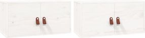 vidaXL Wandkasten 2 st 60x30x30 cm massief grenenhout wit