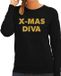 Bellatio Decorations Shoppartners Bv Foute Kersttrui - sweater - Christmas Diva - goud / glitters - zwart - dames - kerstkleding / kerst outfit L