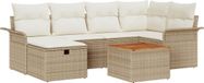 vidaXL Ensemble de banc de jardin avec coussin et rangement 7 pcs Beige Poly rotin