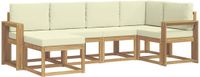 vidaXL Hoek loungeset 6-delig Wit en crèmekleurig Polyester
