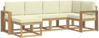 vidaXL Hoek loungeset 6-delig Blanc et crème Polyester