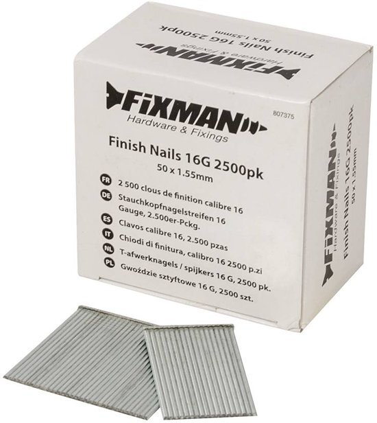 Fixman T-Afwerknagels / Spijkers 16 G, 2500 Stuks 50 X 1,55 Mm