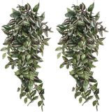Mica Decorations Kunstplant Tradescantia vaderplant - 2 stuks - groen - L80 x B30 x H15 cm
