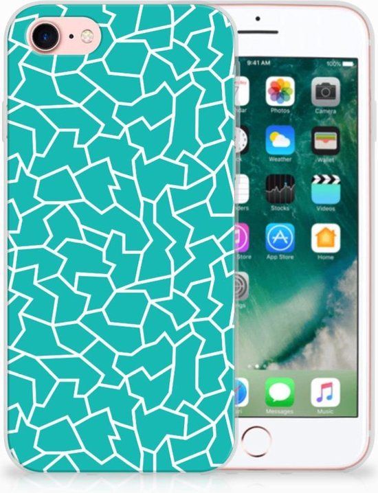 B2Ctelecom TPU Case - Compatible with iPhone SE (2020/2022) / 7/8 - Cracks Blue