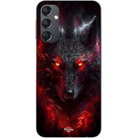 Maniacase Coque Pour Samsung galaxy A24 Loup noir feu rouge