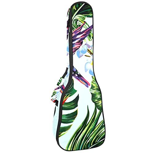 Mersov Tenor Ukulele Gigbag Waterdichte Ukelele Case Gewatteerde Rugzak, Geweldig voor Sopraan Concert (21/23/24") Kolibrie tropisch blad