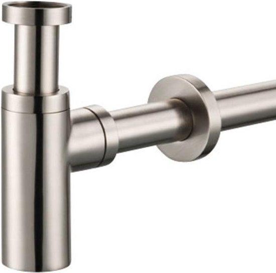 Plieger 0520066 Designbekersifon Rond 5/4 met Muurbuis 30cm met Rozet Inox