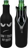 kwmobile 2x flessenkoeler - Koeltas van neopreen voor flessen - In wit / zwart Don't Touch my Beer design