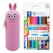 MARKY potloodetui in emoji-design in roze, zachte en slijtvaste silicone, incl. 10 STAEDTLER twin colour viltstiften