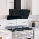 VidaXL Hotte murale 90 cm acier inoxydable et verre trempé noir