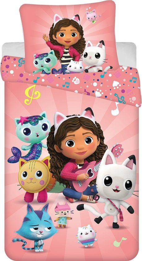 4KidsOnly Gabby's Poppenhuis Dekbedovertrek Dollls - 140 x 200 cm - Katoen - 70 x 90 cm