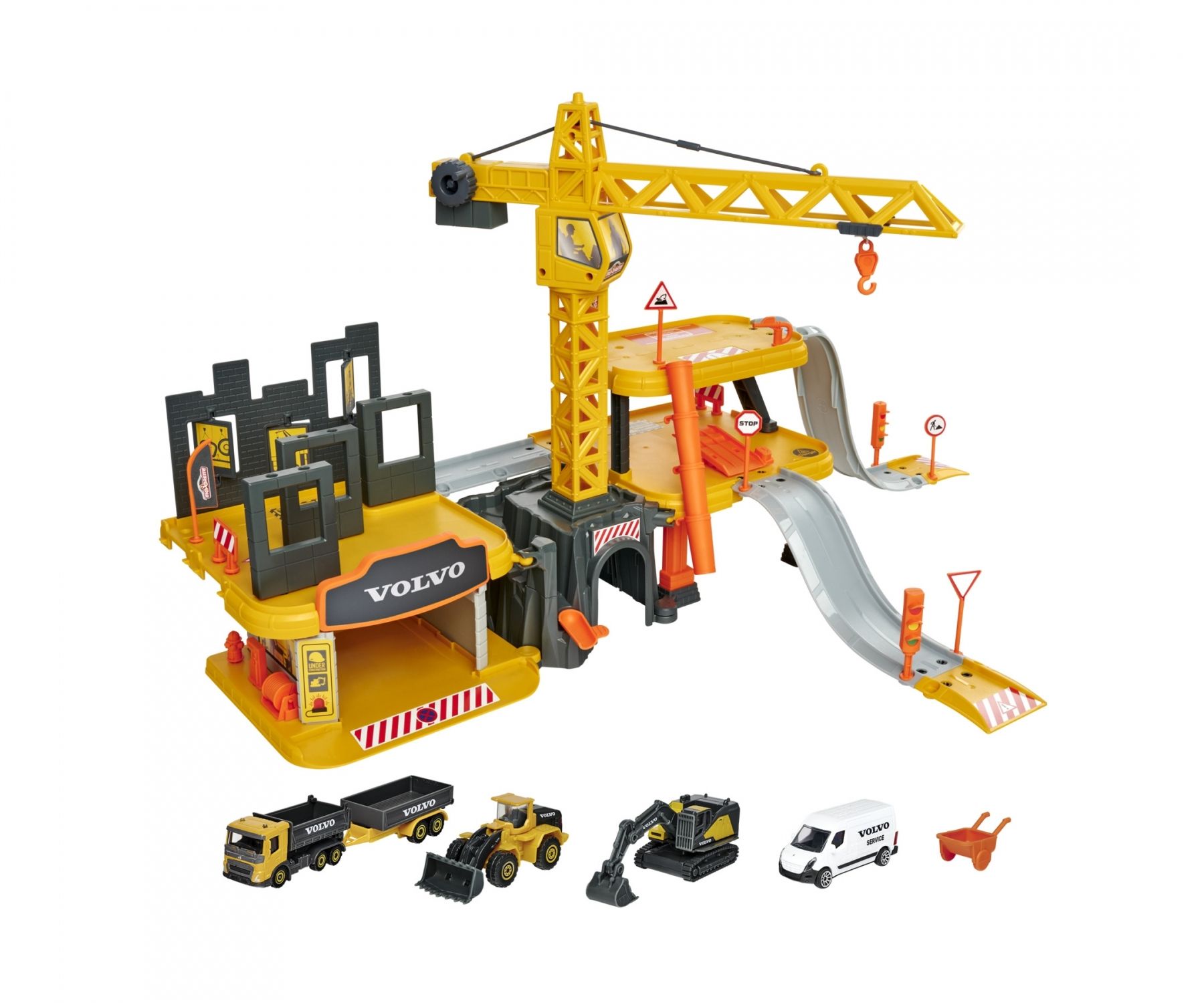 Majorette Creatix Construction - Speelgoedgarage met 5 Volvo Voertuigen - Vanaf 5 Jaar