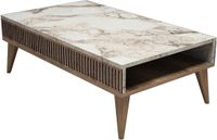 Merkloos Asir Skye Decor Milaan Salontafel Notenhout Wit Marmer 105x60x34.6cm